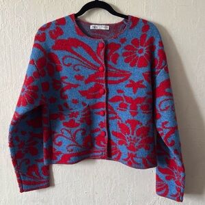 Zara Printed Cardigan Sweater Size Small